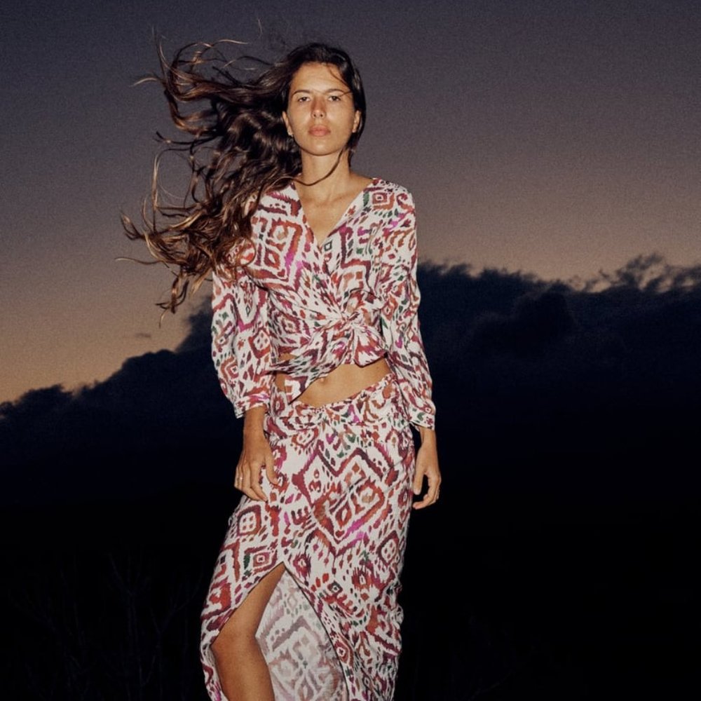 Zara Print Top with Knot